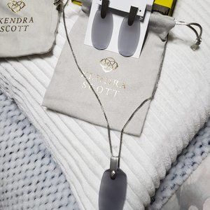 Kendra Scott Slate Cat's Eye Silver Earring and Necklace Set